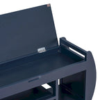 Banc de rangement rétro multifonctionnel avec coussin et panneau latéral incurvé pour l'entrée et le salon