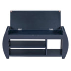 Banc de rangement rétro multifonctionnel avec coussin et panneau latéral incurvé pour l'entrée et le salon