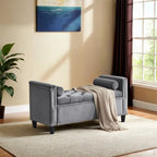 Banc de rangement, banc de chevet capitonné en velours de 113 cm avec accoudoirs pour lit Queen Size