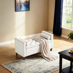Banc de rangement, banc de chevet capitonné en velours de 113 cm avec accoudoirs pour lit Queen Size