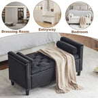 Banc de rangement, banc de chevet capitonné en velours de 113 cm avec accoudoirs pour lit Queen Size