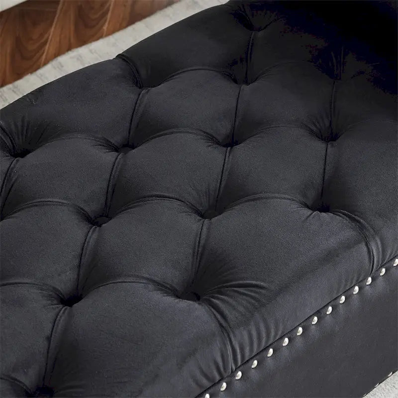 Banc de rangement, banc de chevet capitonné en velours de 113 cm avec accoudoirs pour lit Queen Size
