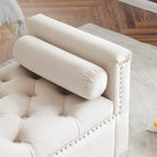 Banc de rangement, banc de chevet capitonné en velours de 113 cm avec accoudoirs pour lit Queen Size