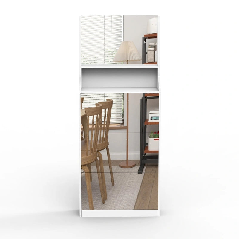 Meuble à chaussures avec 3 miroirs, Meuble de rangement pour chaussures pour entrée, Meuble à chaussures vertical pour entrée de porte d'entrée, Extérieur, Chambre à coucher