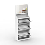 Meuble à chaussures avec 3 miroirs, Meuble de rangement pour chaussures pour entrée, Meuble à chaussures vertical pour entrée de porte d'entrée, Extérieur, Chambre à coucher