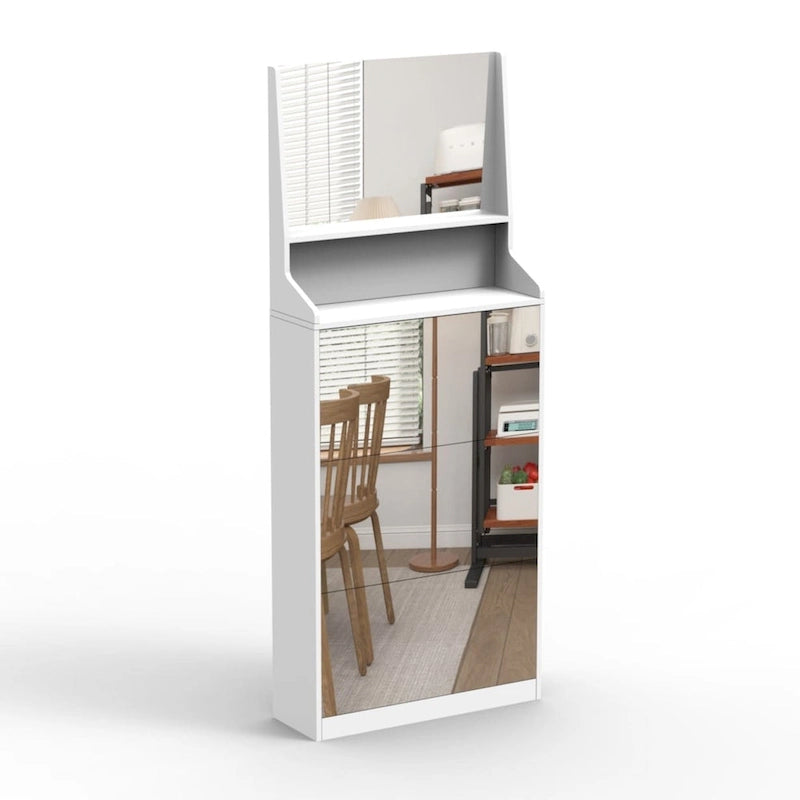 Meuble à chaussures avec 3 miroirs, Meuble de rangement pour chaussures pour entrée, Meuble à chaussures vertical pour entrée de porte d'entrée, Extérieur, Chambre à coucher