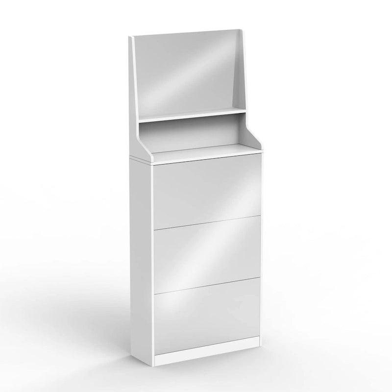 Meuble à chaussures avec 3 miroirs, Meuble de rangement pour chaussures pour entrée, Meuble à chaussures vertical pour entrée de porte d'entrée, Extérieur, Chambre à coucher