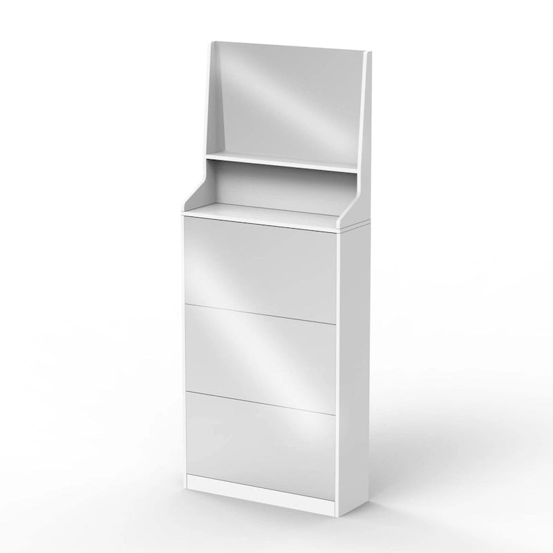 Meuble à chaussures avec 3 miroirs, Meuble de rangement pour chaussures pour entrée, Meuble à chaussures vertical pour entrée de porte d'entrée, Extérieur, Chambre à coucher
