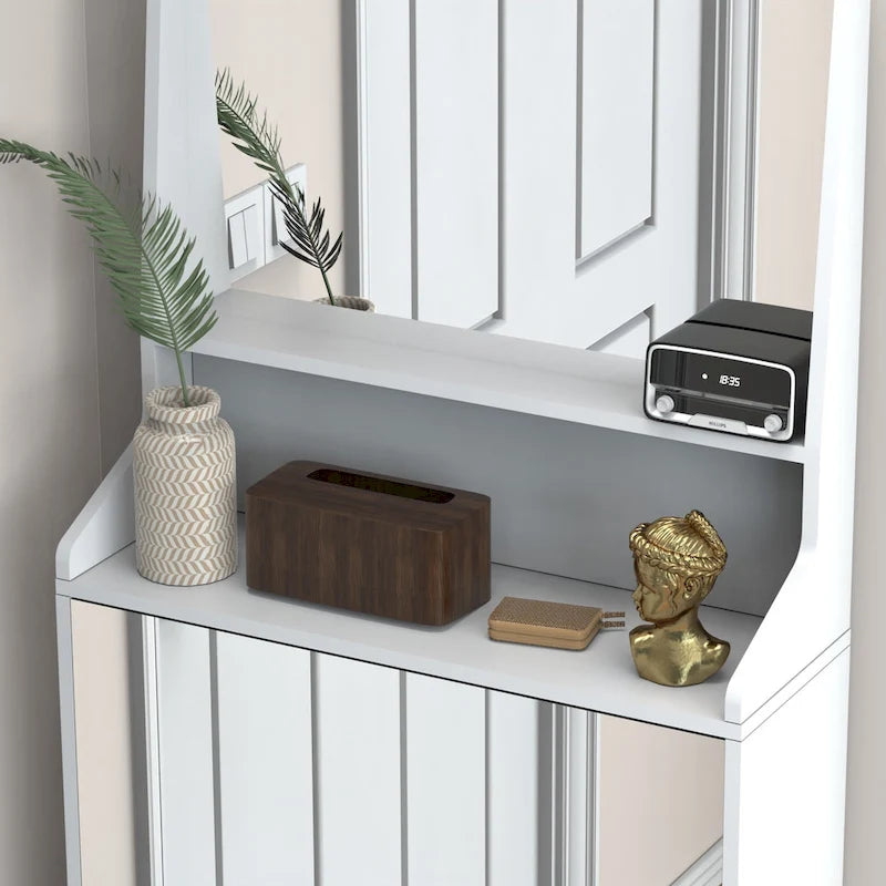 Meuble à chaussures avec 3 miroirs, Meuble de rangement pour chaussures pour entrée, Meuble à chaussures vertical pour entrée de porte d'entrée, Extérieur, Chambre à coucher