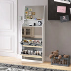 Meuble à chaussures avec 3 miroirs, Meuble de rangement pour chaussures pour entrée, Meuble à chaussures vertical pour entrée de porte d'entrée, Extérieur, Chambre à coucher