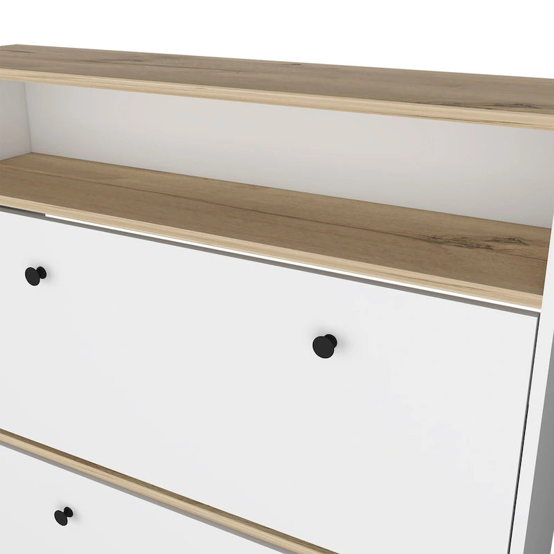 Meuble à chaussures, une étagère ouverte, deux compartiments extensibles