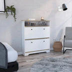 Meuble à chaussures, une étagère ouverte, deux compartiments extensibles