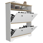 Meuble à chaussures, une étagère ouverte, deux compartiments extensibles