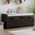 Banc de rangement rustique avec 2 tiroirs, espace de rangement dissimulé et 3 faux tiroirs sur le dessus