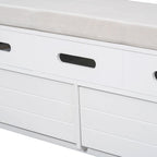 Banc de rangement rustique avec 2 tiroirs, espace de rangement dissimulé et 3 faux tiroirs sur le dessus
