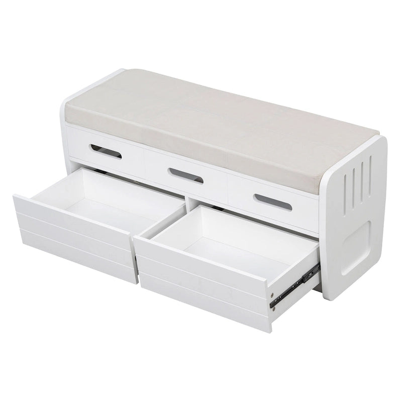 Banc de rangement rustique avec 2 tiroirs, espace de rangement dissimulé et 3 faux tiroirs sur le dessus