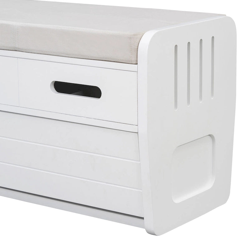 Banc de rangement rustique avec 2 tiroirs, espace de rangement dissimulé et 3 faux tiroirs sur le dessus