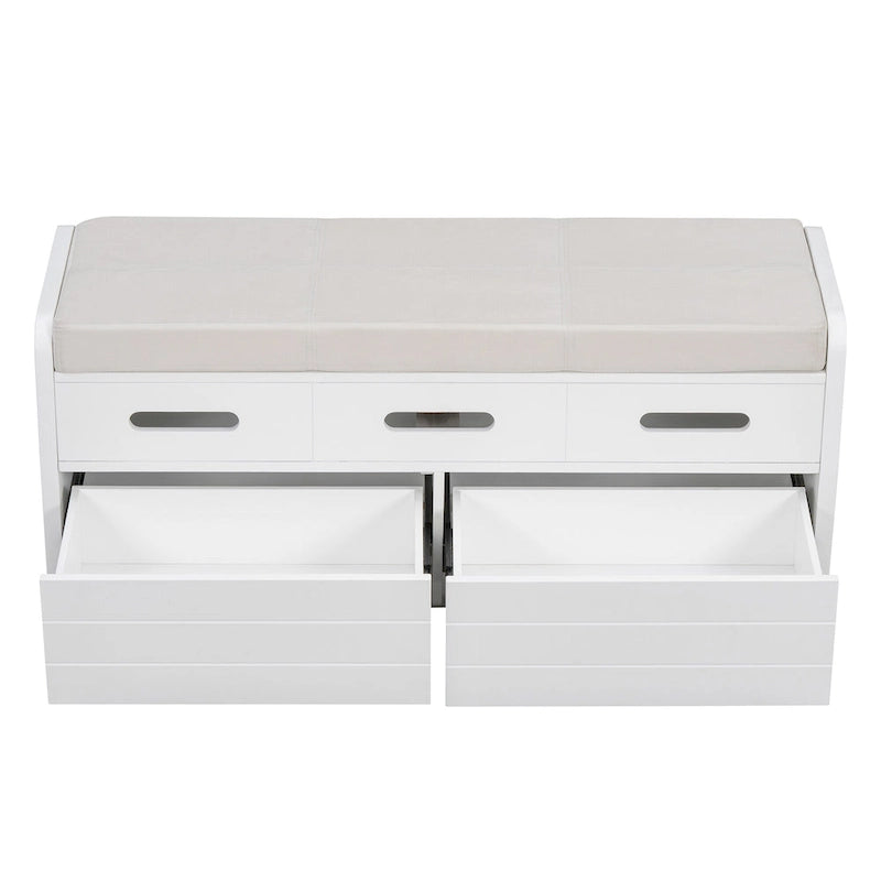 Banc de rangement rustique avec 2 tiroirs, espace de rangement dissimulé et 3 faux tiroirs sur le dessus