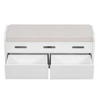 Banc de rangement rustique avec 2 tiroirs, espace de rangement dissimulé et 3 faux tiroirs sur le dessus