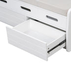 Banc de rangement rustique avec 2 tiroirs, espace de rangement dissimulé et 3 faux tiroirs sur le dessus
