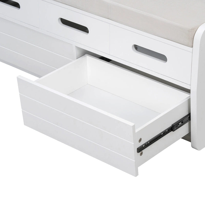 Banc de rangement rustique avec 2 tiroirs, espace de rangement dissimulé et 3 faux tiroirs sur le dessus
