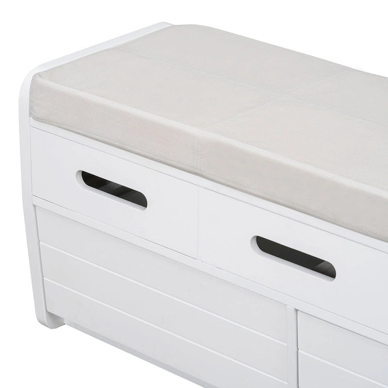 Banc de rangement rustique avec 2 tiroirs, espace de rangement dissimulé et 3 faux tiroirs sur le dessus