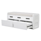 Banc de rangement rustique avec 2 tiroirs, espace de rangement dissimulé et 3 faux tiroirs sur le dessus