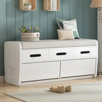 Banc de rangement rustique avec 2 tiroirs, espace de rangement dissimulé et 3 faux tiroirs sur le dessus