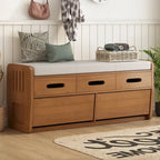 Banc de rangement rustique avec 2 tiroirs, espace de rangement dissimulé et 3 faux tiroirs sur le dessus