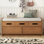 Banc de rangement rustique avec 2 tiroirs, espace de rangement dissimulé et 3 faux tiroirs sur le dessus
