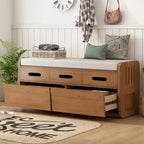Banc de rangement rustique avec 2 tiroirs, espace de rangement dissimulé et 3 faux tiroirs sur le dessus