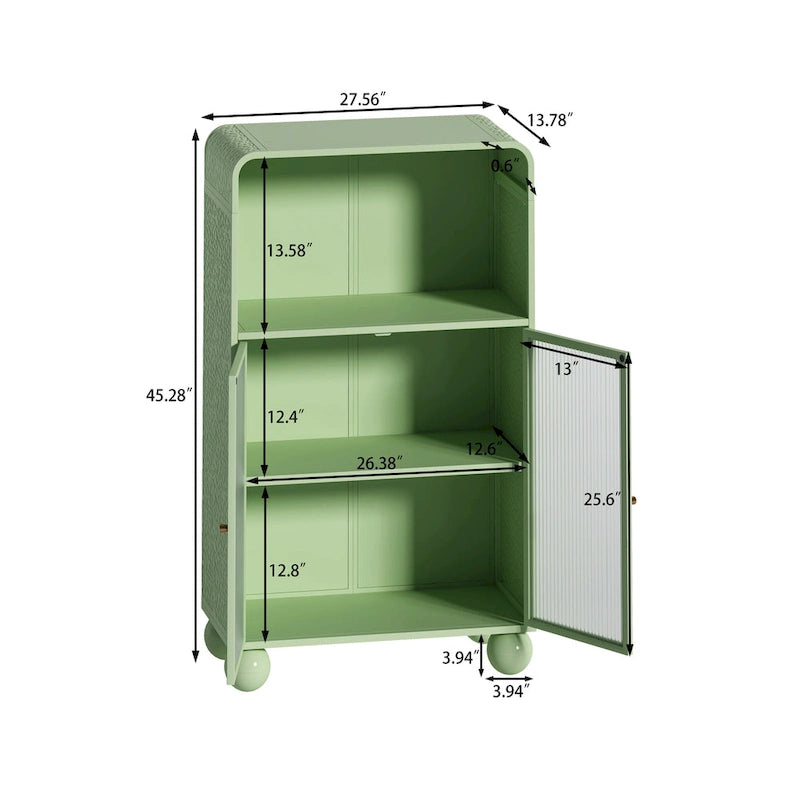 Meuble de rangement 45.28 H, Meuble bas avec porte en verre et étagères, Meuble de rangement autoportant avec vitrine