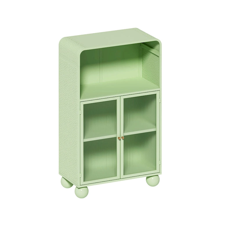 Meuble de rangement 45.28 H, Meuble bas avec porte en verre et étagères, Meuble de rangement autoportant avec vitrine