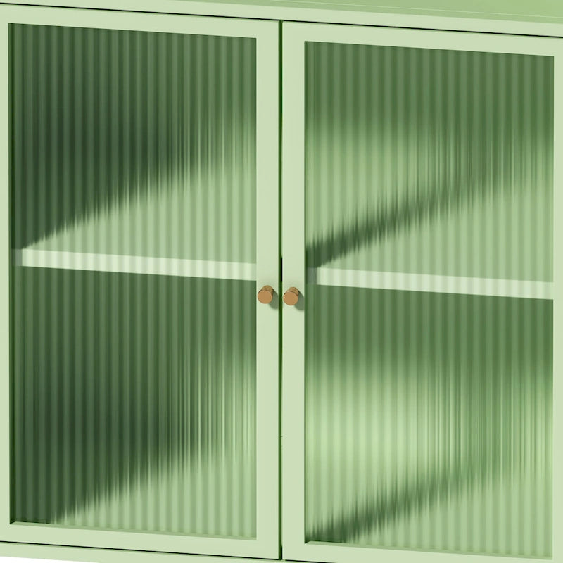 Meuble de rangement 45.28 H, Meuble bas avec porte en verre et étagères, Meuble de rangement autoportant avec vitrine