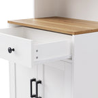 Meuble de rangement avec 4 pieds massifs en bois en forme de gourde, Armoire de cuisine avec étagères réglables, Bibliothèque à 5 niveaux avec tiroir