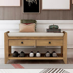 Banc de rangement d'entrée, meuble à chaussures avec assise coussinée et tiroirs