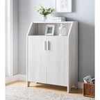 Meuble à chaussures en bois à deux portes avec quatre étagères intérieures, pouvant contenir 10 paires de chaussures, pour salon, entrée, chambre à coucher