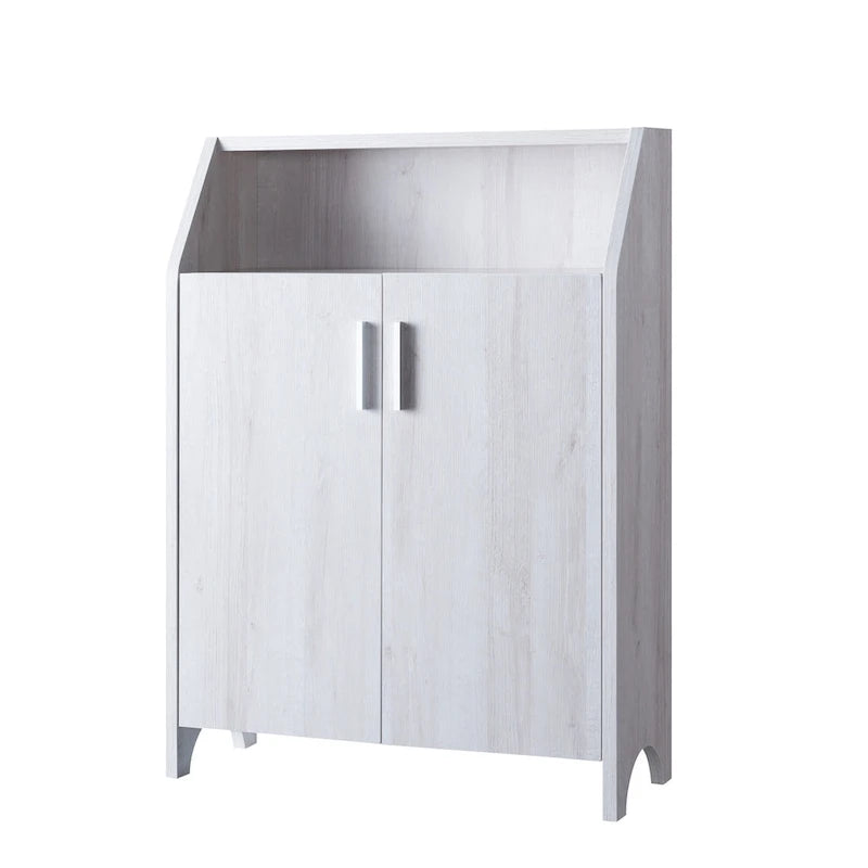 Meuble à chaussures en bois à deux portes avec quatre étagères intérieures, pouvant contenir 10 paires de chaussures, pour salon, entrée, chambre à coucher