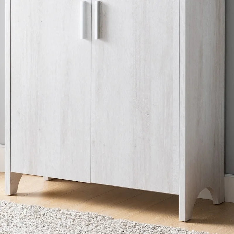 Meuble à chaussures en bois à deux portes avec quatre étagères intérieures, pouvant contenir 10 paires de chaussures, pour salon, entrée, chambre à coucher