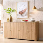 Buffet de cuisine avec 4 portes et étagères, grand buffet de rangement moderne, buffet de rangement de 66 po pour bar à café