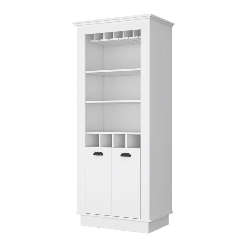 Meuble de bar HomeRoots 70 blanc avec rangement pour le vin