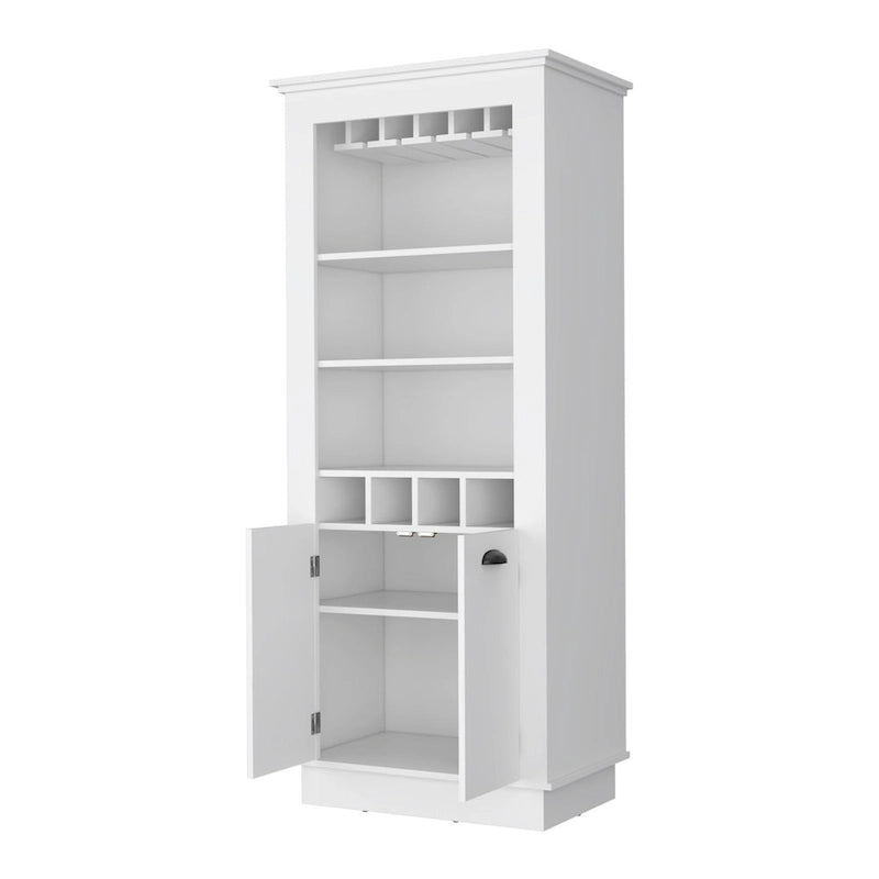 Meuble de bar HomeRoots 70 blanc avec rangement pour le vin