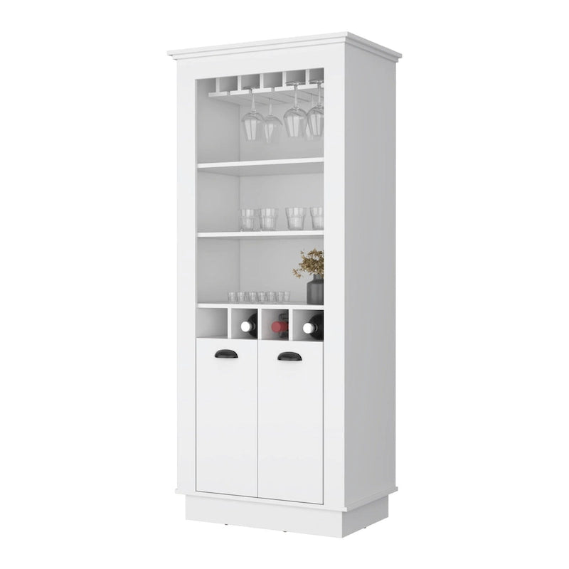 Meuble de bar HomeRoots 70 blanc avec rangement pour le vin
