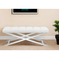 HomeRoots 55 Cream and Wood Brown Upholstered Polyester Blend Bench - 55