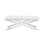 Banc HomeRoots 55 en mélange de polyester rembourré crème et bois marron - 55