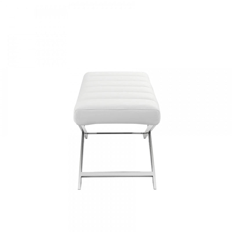 Banc HomeRoots 55 en mélange de polyester rembourré crème et bois marron - 55