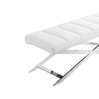 Banc HomeRoots 55 en mélange de polyester rembourré crème et bois marron - 55