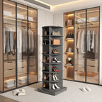 nouveau meuble à chaussures rotatif gris à 360° avec 7 étagères pouvant accueillir jusqu'à 28 paires de chaussures