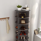 nouveau meuble à chaussures rotatif gris à 360° avec 7 étagères pouvant accueillir jusqu'à 28 paires de chaussures