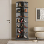 nouveau meuble à chaussures rotatif gris à 360° avec 7 étagères pouvant accueillir jusqu'à 28 paires de chaussures